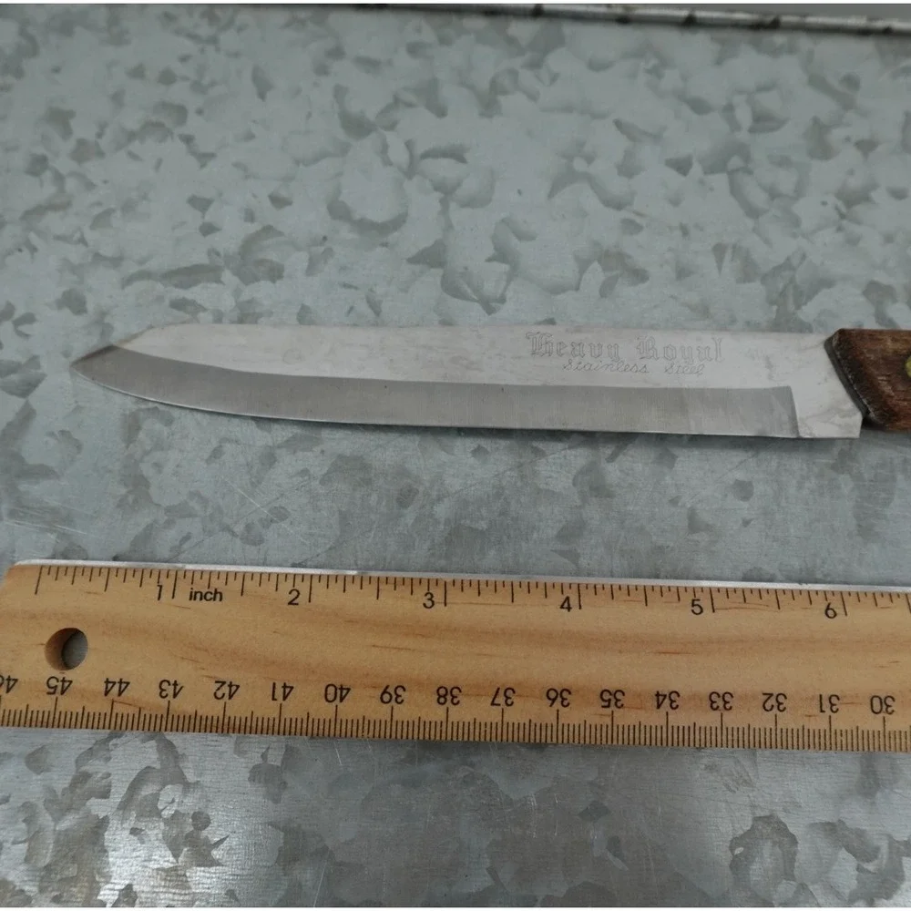 Vintage Heavy Royal Stainless Steel Utility Knife Wood Handle‎ Triple Rivet